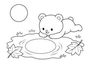 くまのお月見の塗り絵
