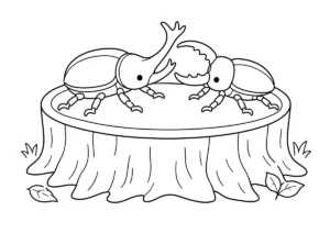 カブトムシとクワガタの塗り絵