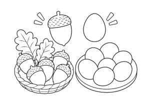 どんぐりとウズラの煮卵の塗り絵