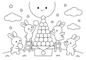 月まで届くお団子タワーの塗り絵