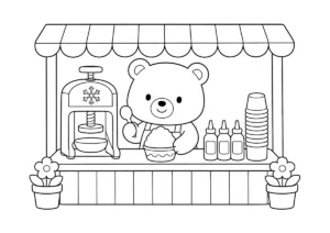シロクマのかき氷屋さんの塗り絵