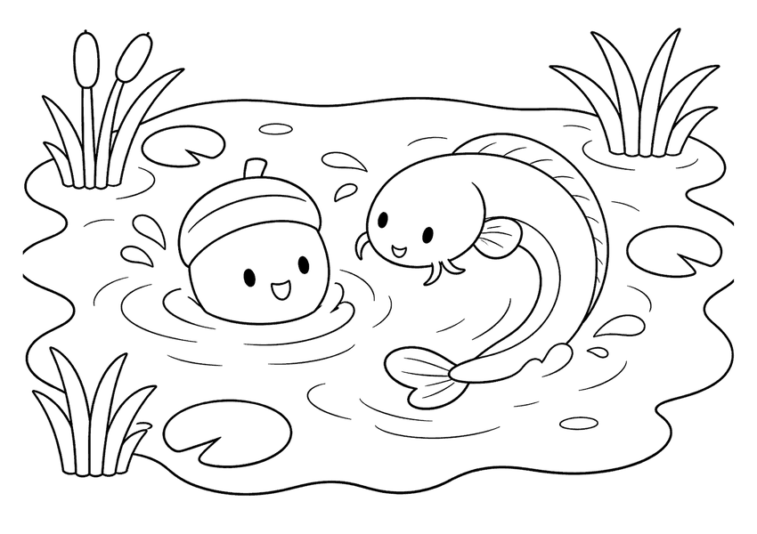 どんぐりころころ4の塗り絵