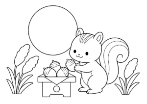 りすのお月見の塗り絵