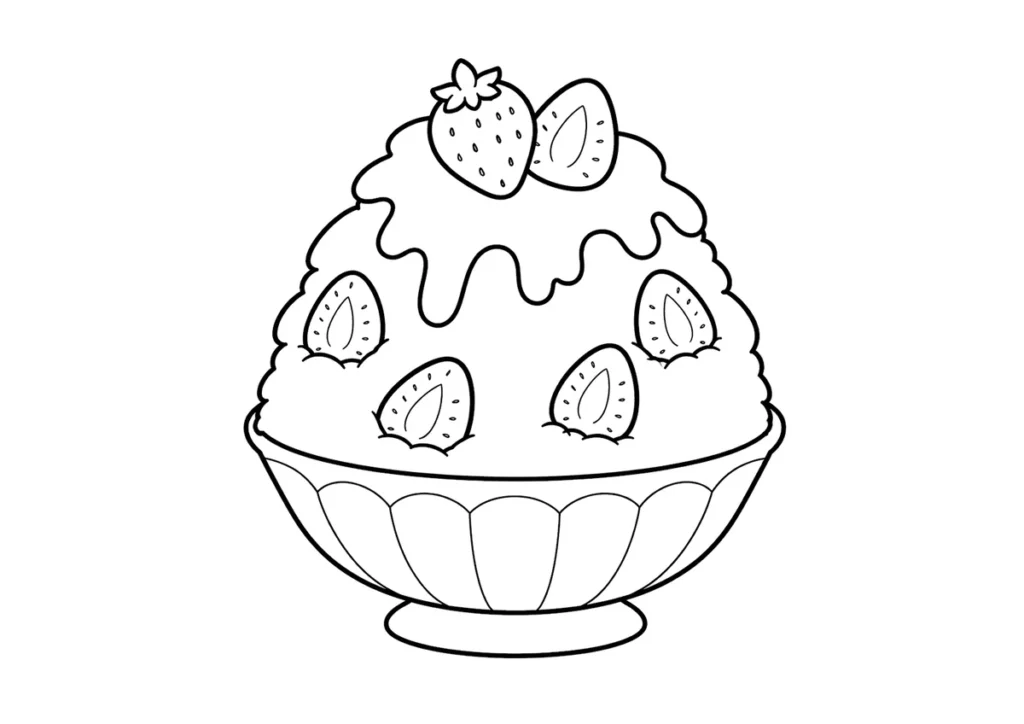 いちごかき氷の塗り絵
