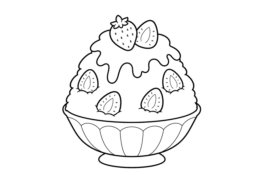 いちごかき氷の塗り絵