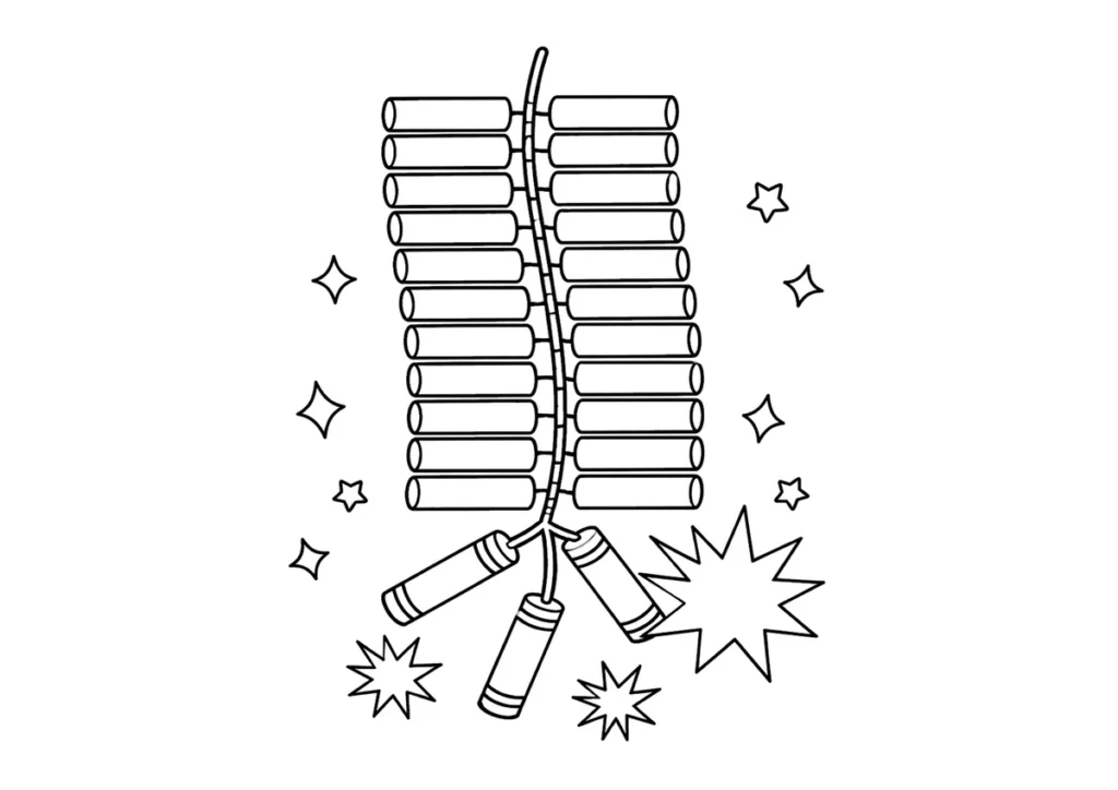 爆竹の塗り絵