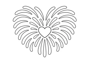 打ち上げ花火「ハート」の塗り絵
