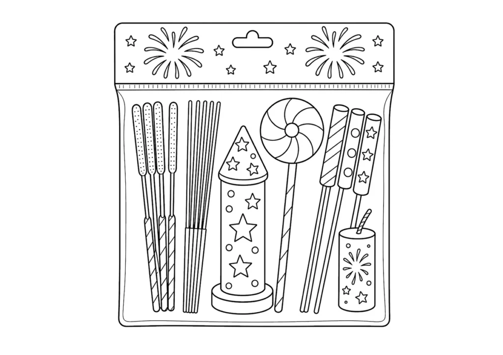 花火セットの塗り絵