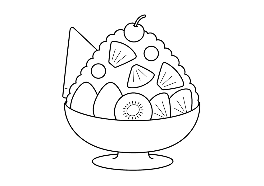 フルーツかき氷の塗り絵
