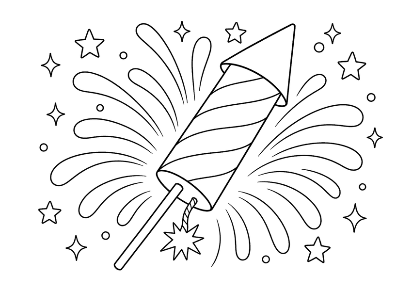 ロケット花火の塗り絵