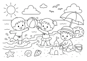海水浴の塗り絵