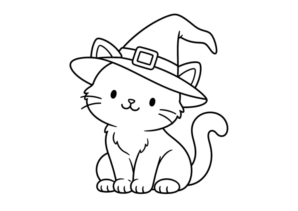 魔法使いのねこの塗り絵