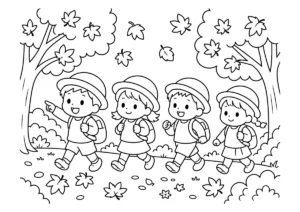 紅葉ピクニックの塗り絵