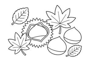 紅葉と栗の塗り絵