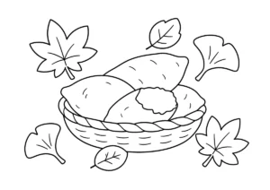 紅葉とさつまいもの塗り絵