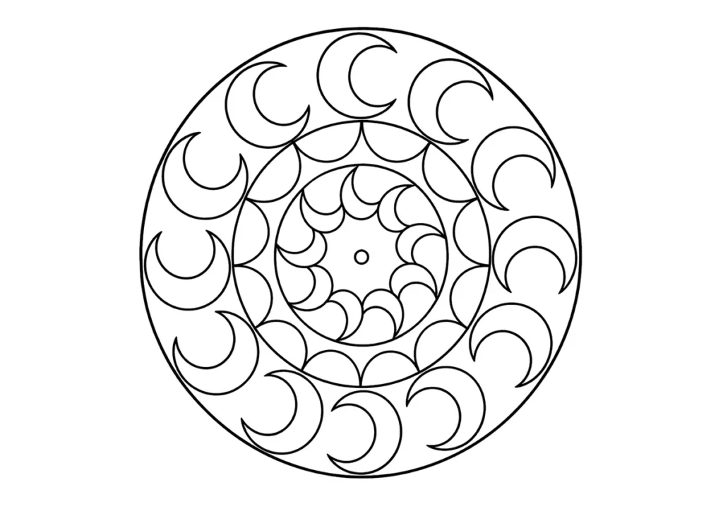 三日月の曼荼羅の塗り絵