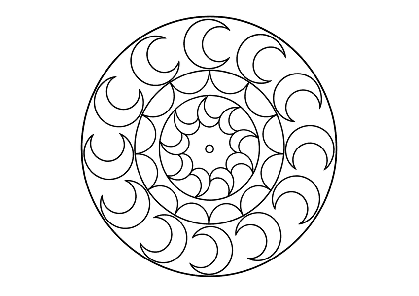 三日月の曼荼羅の塗り絵