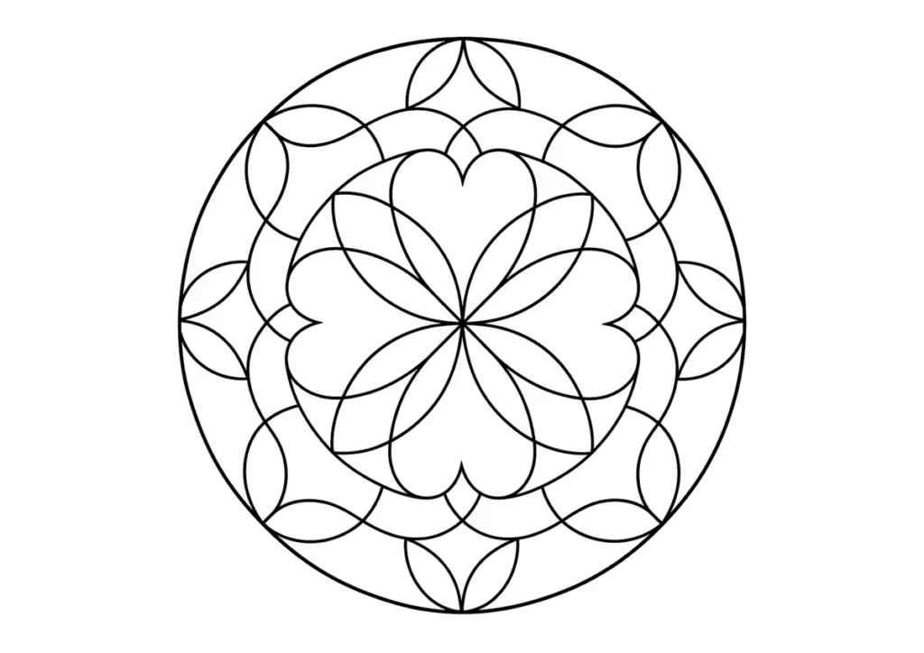 四つ葉の曼荼羅の塗り絵