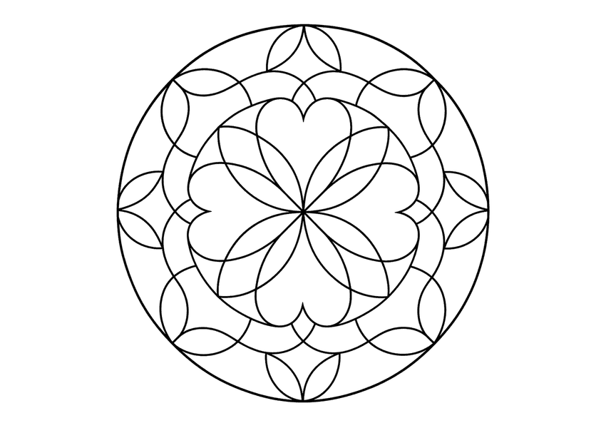 四つ葉の曼荼羅の塗り絵