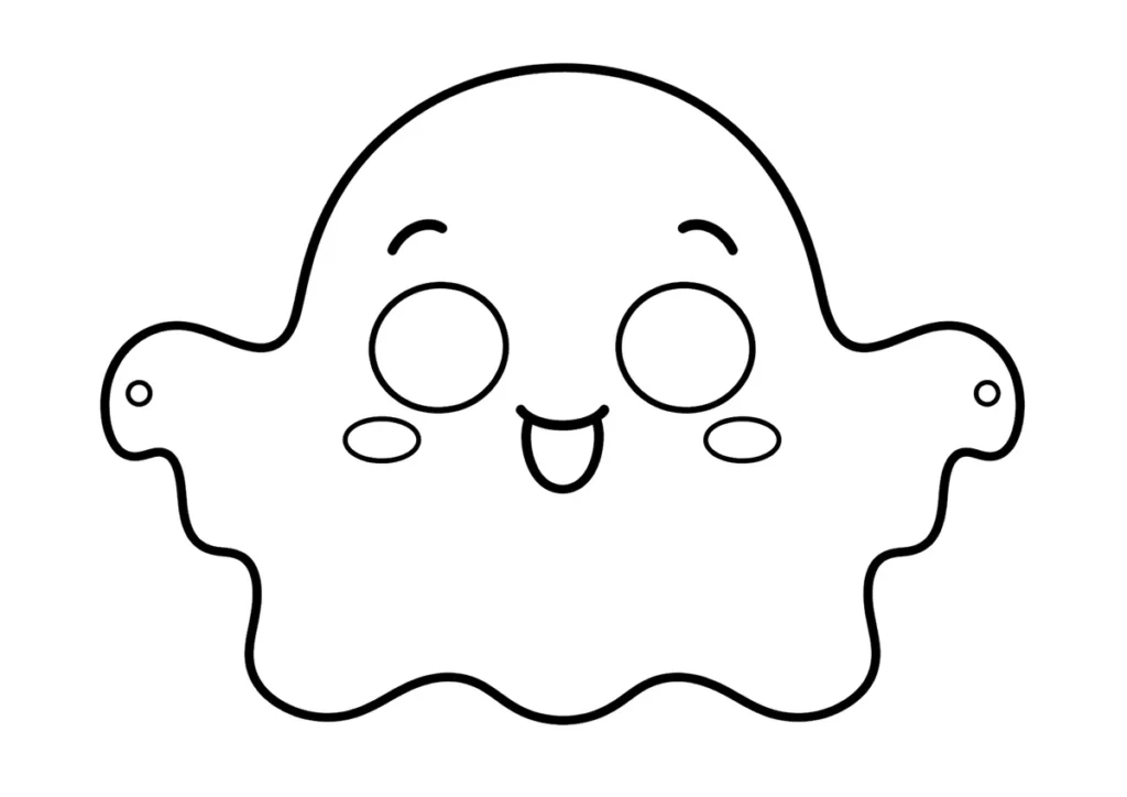 ハロウィンお面「おばけ」の塗り絵