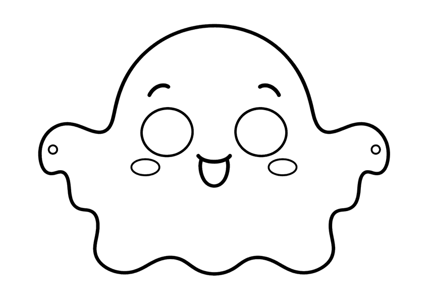 ハロウィンお面「おばけ」の塗り絵