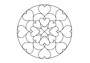 ハートの曼荼羅の塗り絵