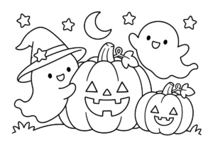 ジャックオーランタンとおばけの塗り絵