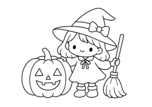 ジャックオーランタンと魔女の塗り絵