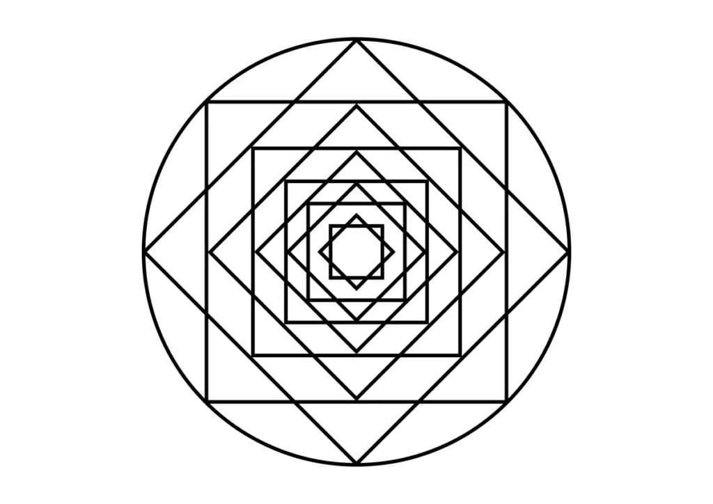 四角形の曼荼羅の塗り絵