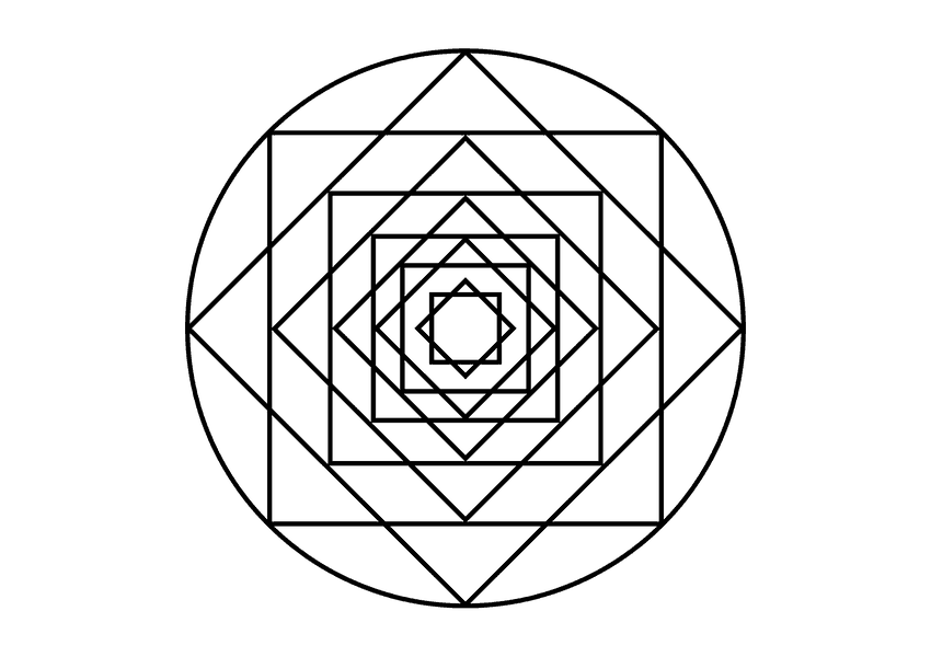 四角形の曼荼羅の塗り絵