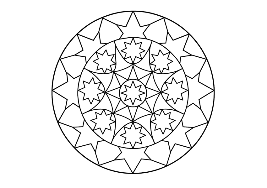 星の曼荼羅の塗り絵