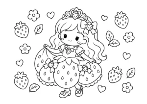 いちごドレスのプリンセスのプリンセスの塗り絵