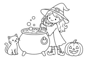 大釜と魔女の塗り絵