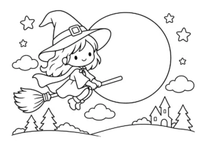 満月と魔女の塗り絵