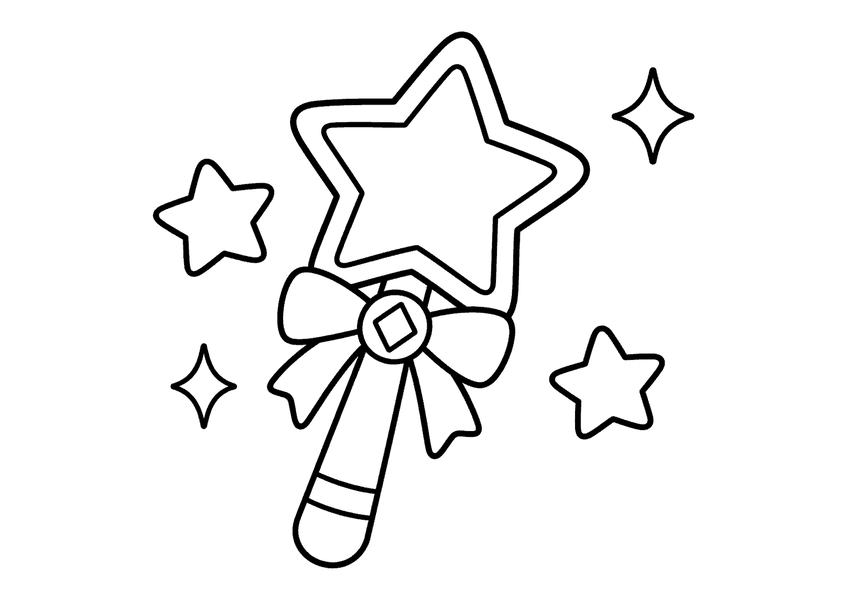 魔法のステッキの塗り絵