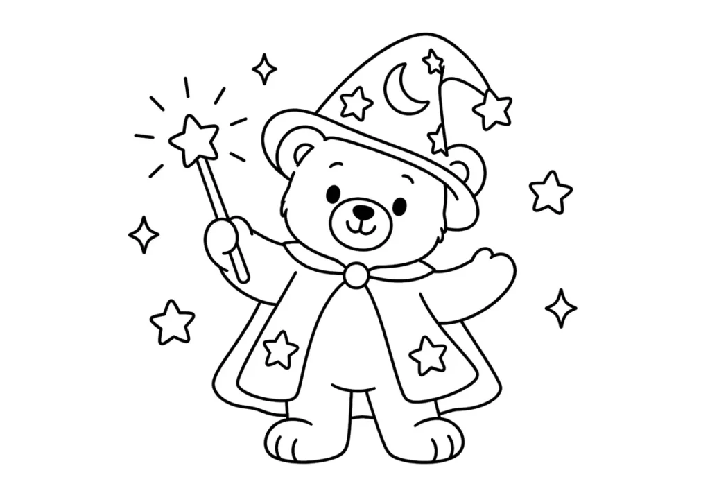 魔法使いのくまの塗り絵