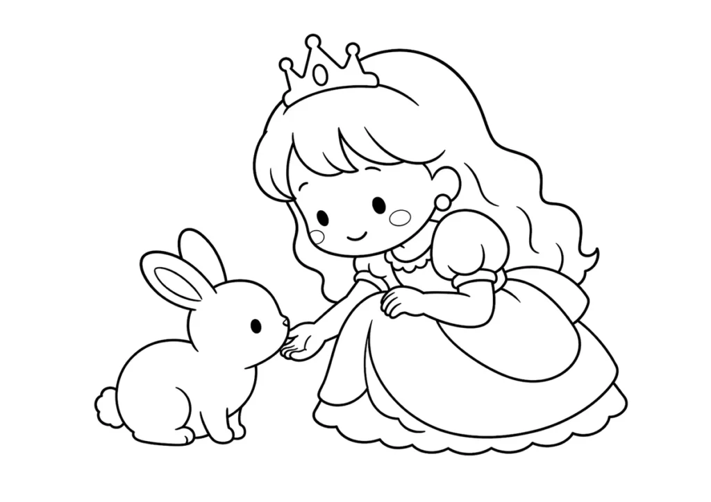 うさぎとプリンセスの塗り絵