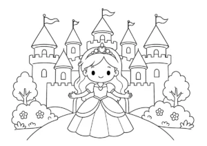 お城とプリンセスの塗り絵