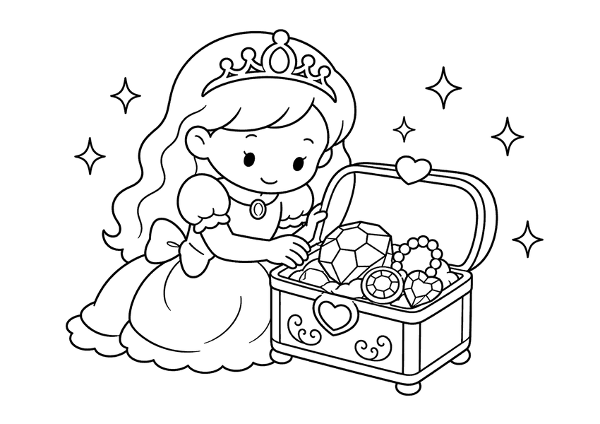 宝石とプリンセスの塗り絵