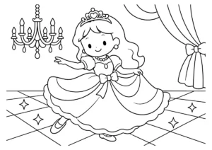 舞踏会でおどるプリンセスの塗り絵