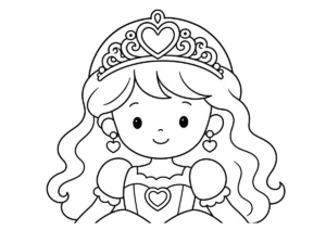 ティアラをつけたプリンセスの塗り絵