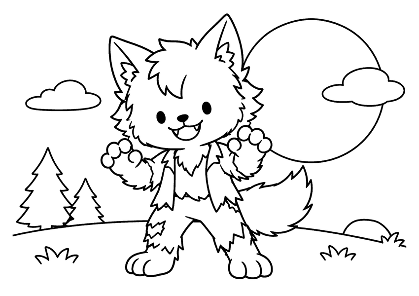 オオカミ男の塗り絵