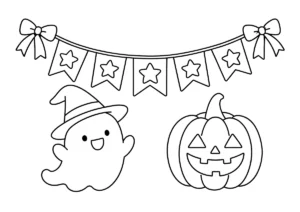 ハロウィン飾りの塗り絵