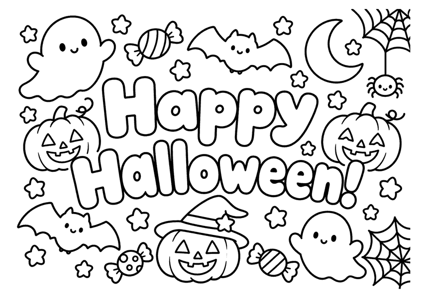 Happy Halloween1の塗り絵